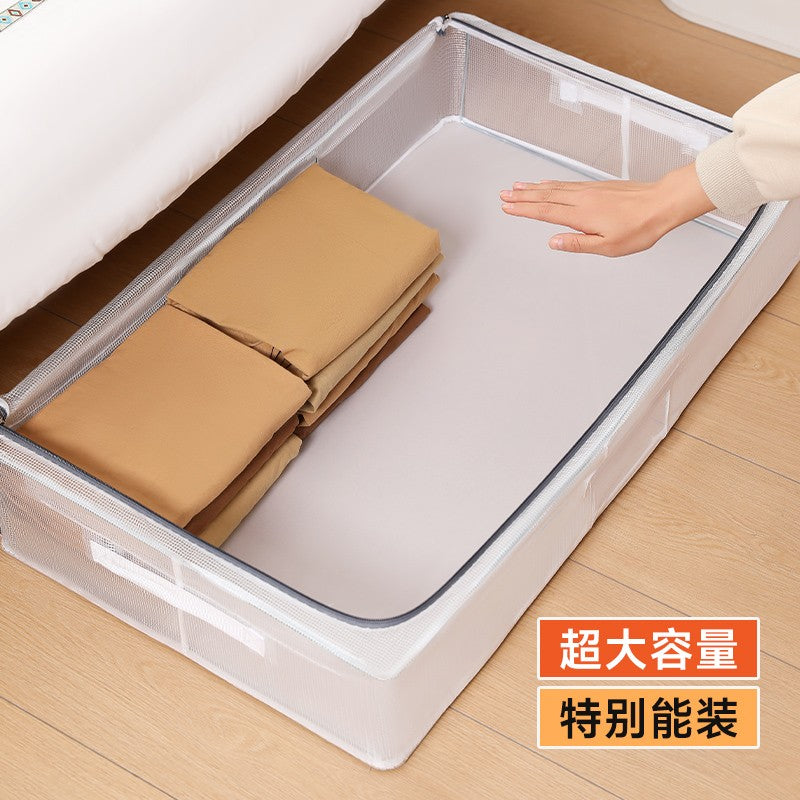 Cutie de Depozitare pentru Pantofi, 60x30x21 cm, din Plasa PVC Impermeabila si Cadru de Otel, Pliabila, Fermoar Bidirectional, Transparenta