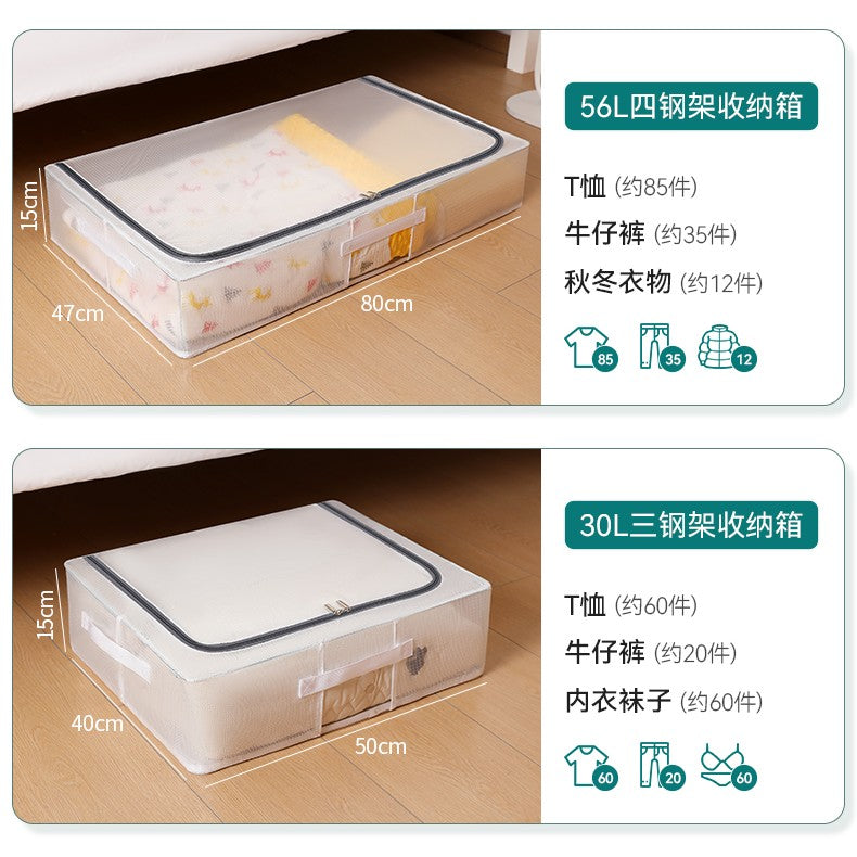 Cutie de Depozitare pentru Pantofi, 60x30x21 cm, din Plasa PVC Impermeabila si Cadru de Otel, Pliabila, Fermoar Bidirectional, Transparenta