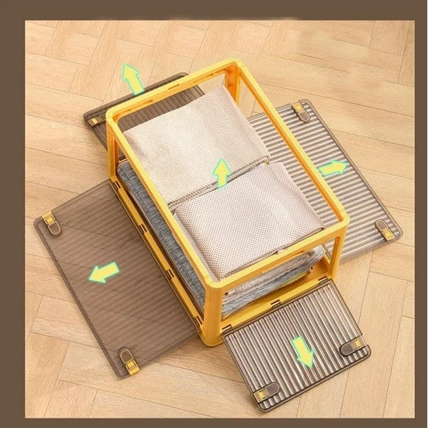 Cutie de depozitare pliabila, Cu capac, 40 L, Plastic, 47x35x24.5 cm, Portocaliu