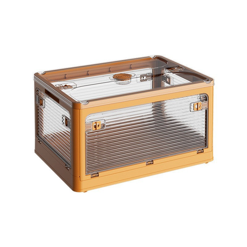 Cutie de depozitare pliabila, Cu capac, 40 L, Plastic, 47x35x24.5 cm, Portocaliu