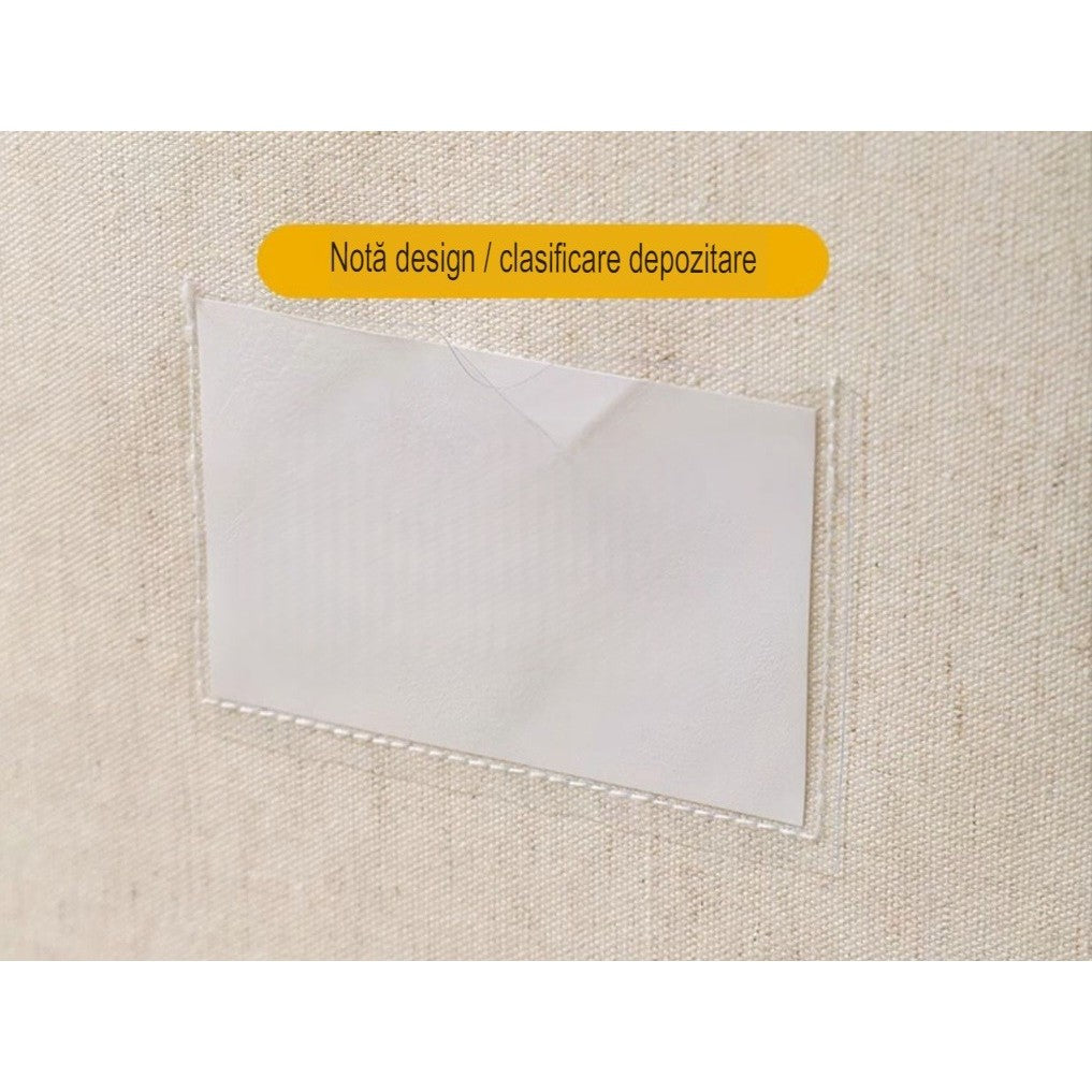 Cutie de Depozitare Pliabila, Cu Fereastra si Fermoar Dublu, 66 L, Textil Premium, 50x40x33 cm, Cadru Metalic, Impermeabila, Bej