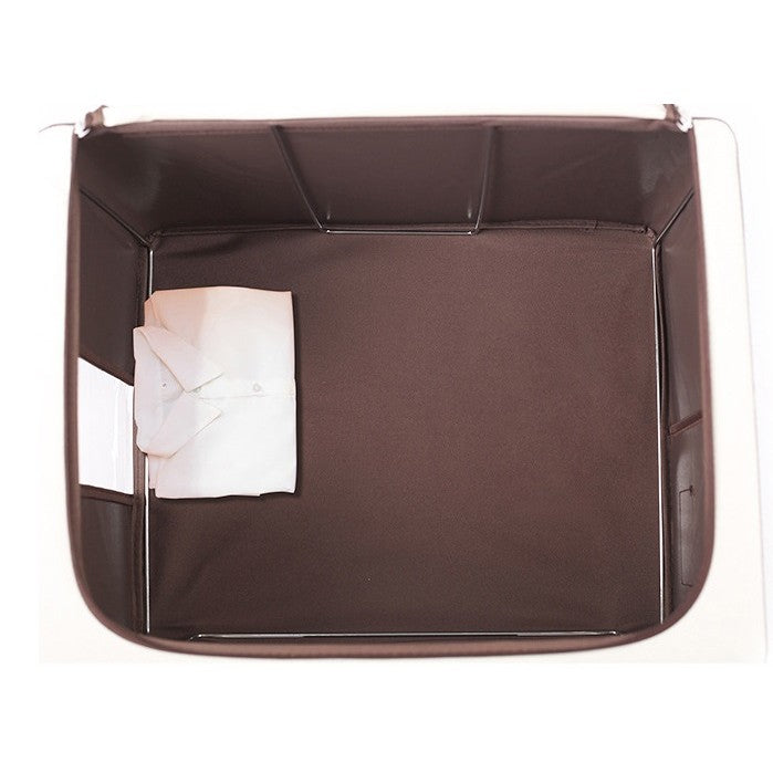 Cutie de Depozitare Pliabila, Cu Fereastra si Fermoar Dublu, 66 L, Textil Premium, 50x40x33 cm, Cadru Metalic, Impermeabila, Maro