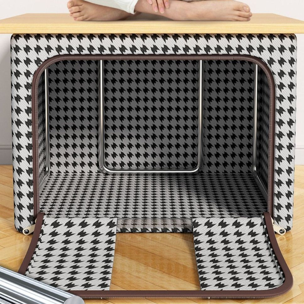 Cutie de Depozitare Pliabila, Cu fermoar, 66 L, Textile, 50x40x33 cm, Design Zebra