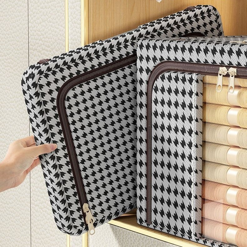 Cutie de Depozitare Pliabila, Cu fermoar, 66 L, Textile, 50x40x33 cm, Design Zebra