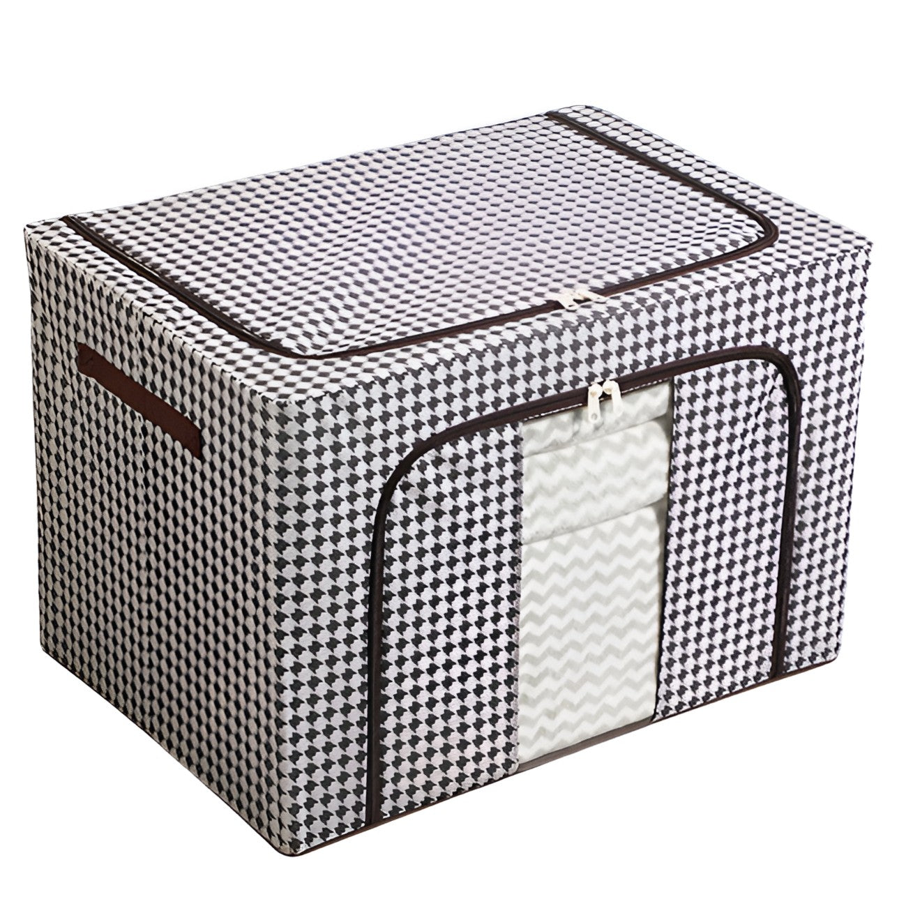 Cutie de Depozitare Pliabila, Cu fermoar, 66 L, Textile, 50x40x33 cm, Design Zebra