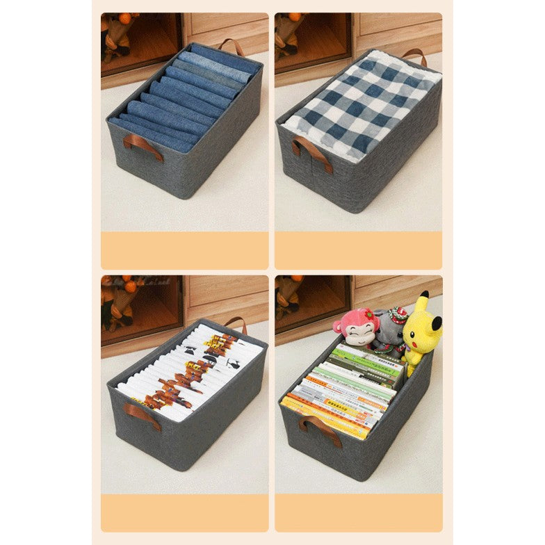 Cutie de depozitare tip cos, textil, pliabila, 47x28x20 cm, cadru metalic, cu manere, gri