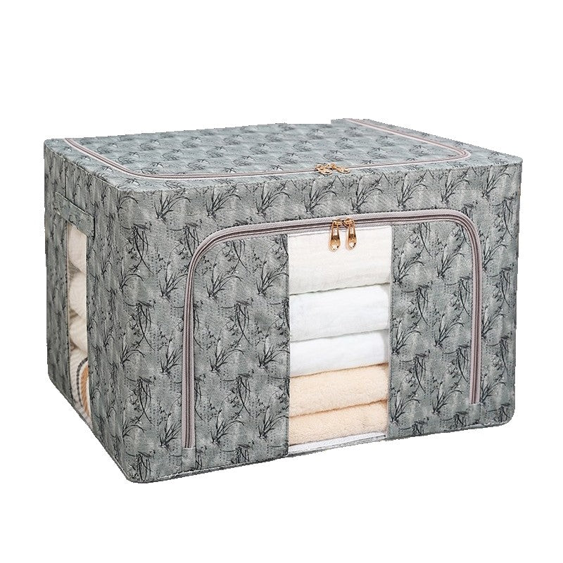 Cutie Depozitare, 66L, din Material Textil, 50 x 40 x 33 cm, pentru Haine si Lenjerii, Model Bambus, Verde