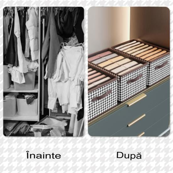 Cutie Depozitare, Capac Transparent, Model In Carouri, Model Mediu, Maro