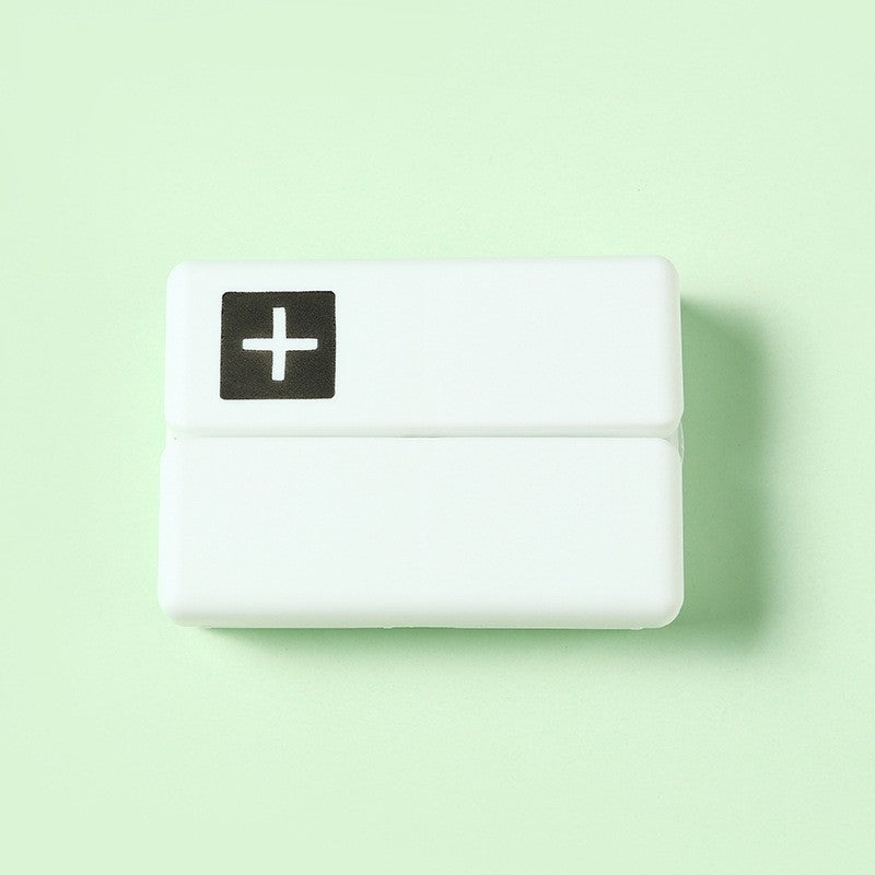 Cutie depozitare medicamente, 7 compartimente sigilate individual, pliabila, portabila, Alb/Negru