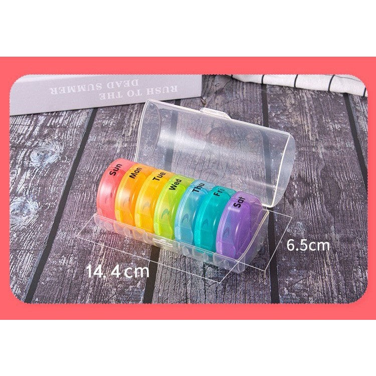 Cutie Depozitare Medicamente, 7 Zile, 14 Compartimente, Cutie Suport, Recipiente Detasabile, Portabila, Multicolor, 17.5x11x9.5 cm