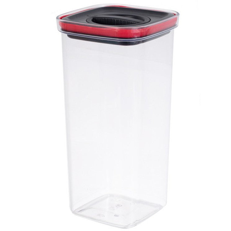 Cutie de Depozitare Alimente, Cutie de tip Container, Recipient pentru Cereale in Bucatarie, 11.5 x 11.5 x 23 cm, volum 2000 ml, Transparenta cu Capac Negru