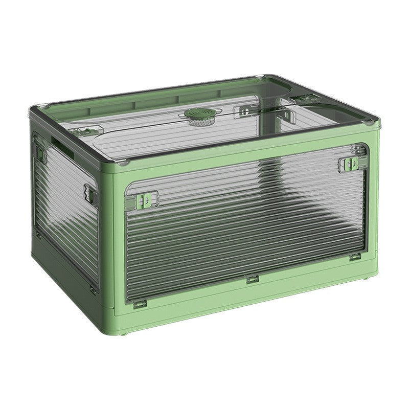 Cutie de depozitare pliabila, Cu capac, 85 L, Plastic, 60x42x34 cm, Verde