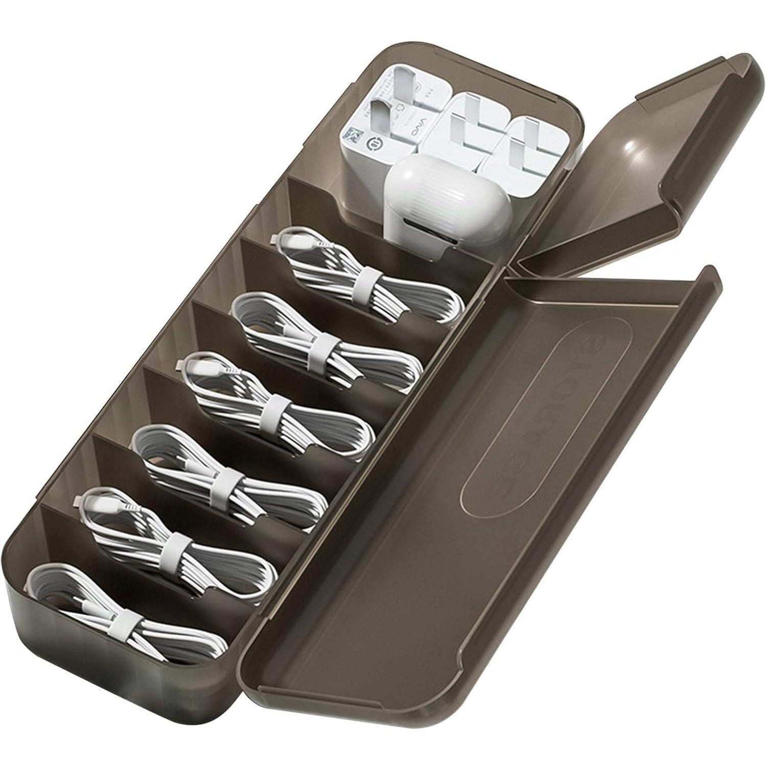 Cutie Organizatoare pentru Cabluri, din Plastic, 28 x 9 x 6 cm, Gri