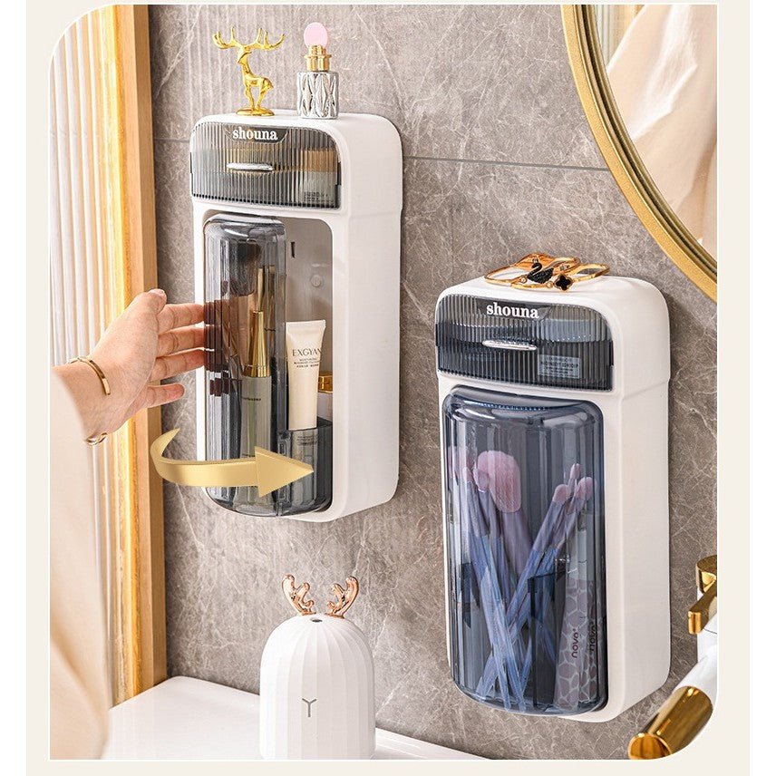 Organizator Baie, 4 Compartimente si 1 Sertar, Rotire 360 Grade, din PP+PET, 27.5 x 16 x 11 cm, Albastru
