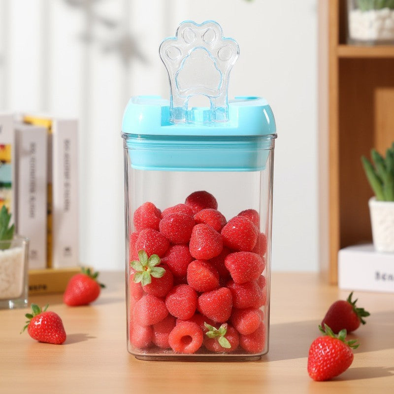 Set 5 Cutii de Depozitare Alimente, Flippy, 1 x 500ml, 2 x 800ml, 1 x 1200ml, 1 x 1900ml, Capac Albastru, din PP+PET, Inchidere Ermetica, Transparent