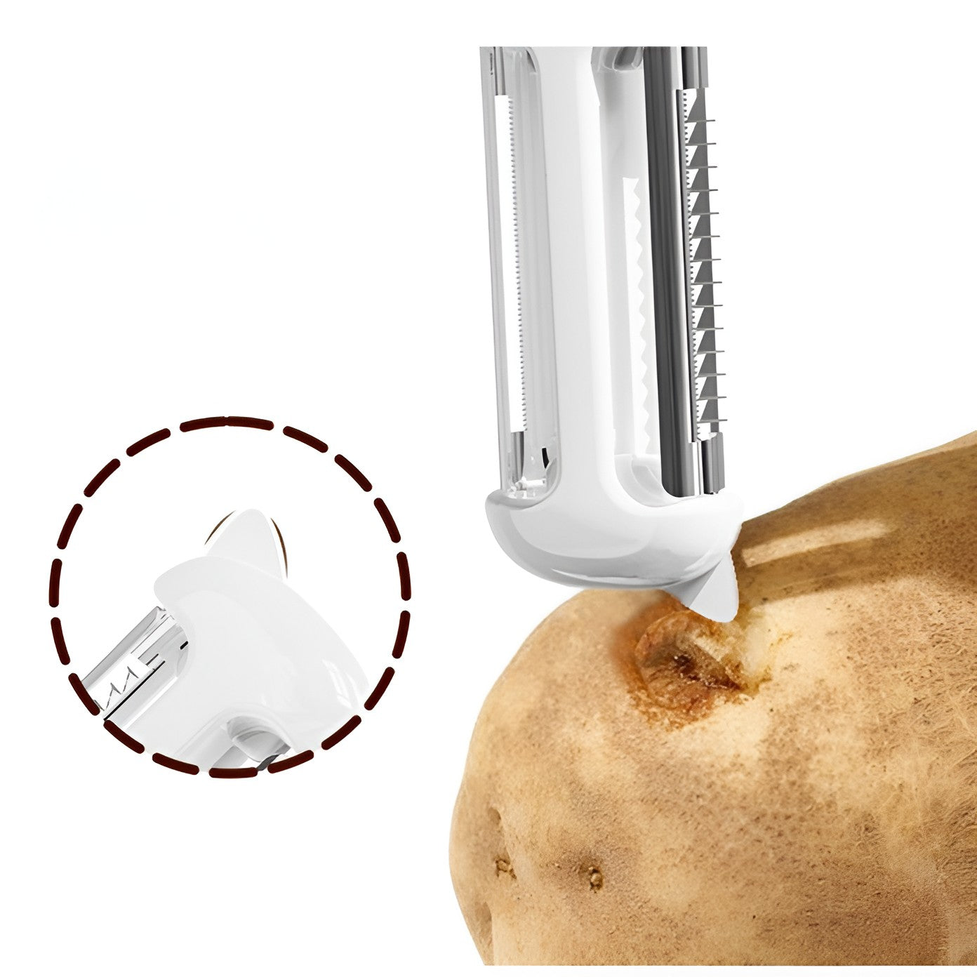 Cutit de Fructe Multifunctional, Razatoare, Curatator Fructe-Legume, Deschizator de Sticle, 18.1x3.8x2cm, Alb