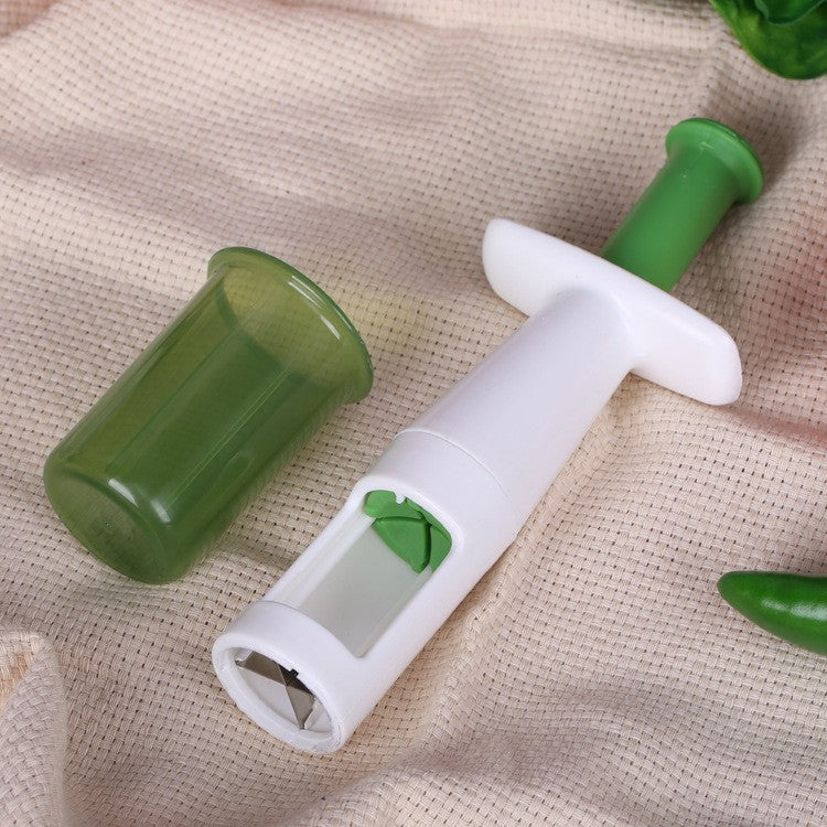 Cutit Feliator pentru Legume si Fructe mici, Feliator pentru Rosii Cherry, Feliator pentru Masline, Ustensila de Feliat Fructe si Legume, 18 x 6,5 cm, Verde