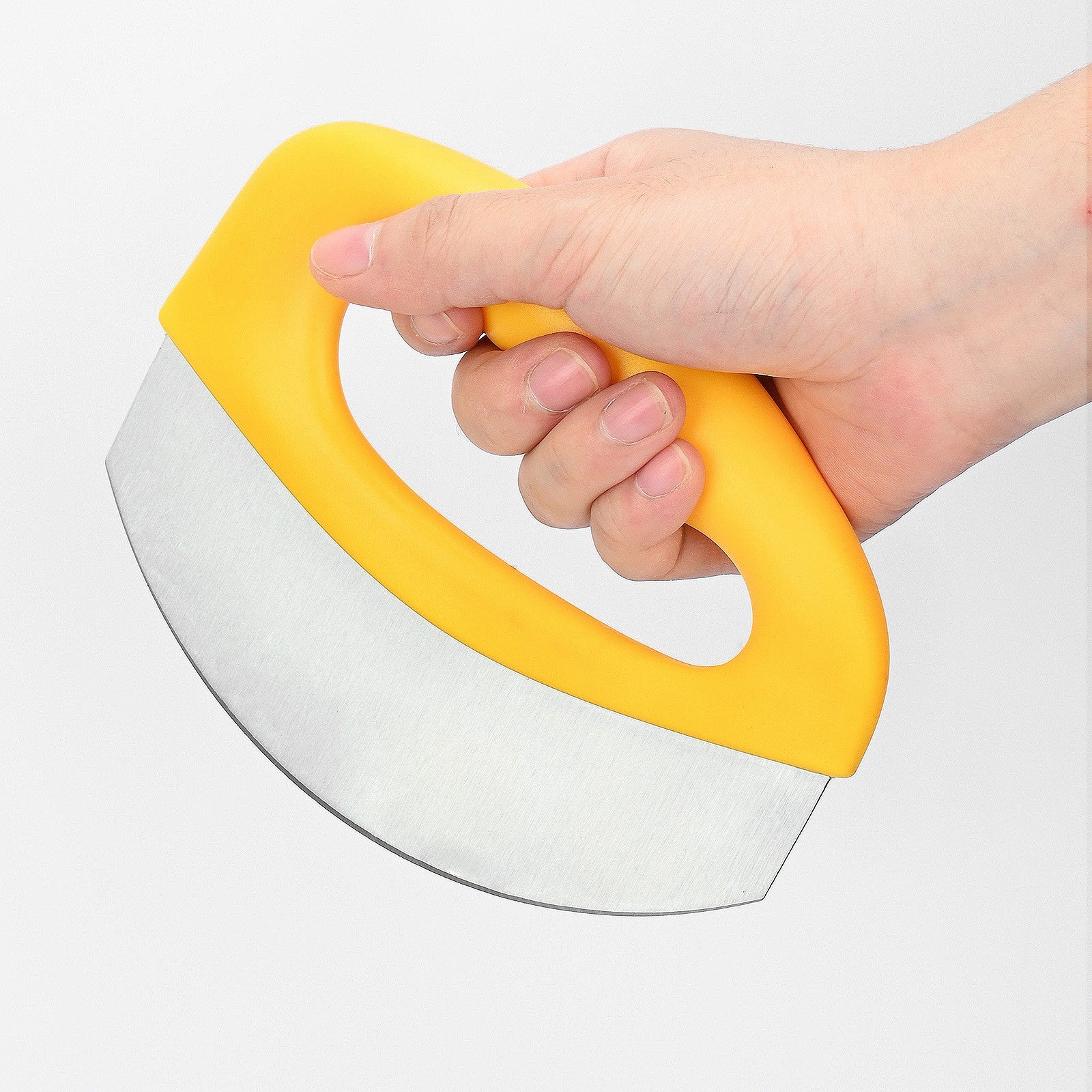 Cutit pentru taiat pizza cu protectie din silicon pentru lama, inox, 15.5 cm, galben