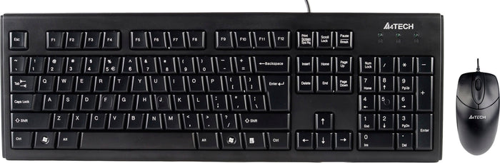 Kit Tastatură si Mouse A4Tech, "KRS-83+OP-720", cu fir, 104 taste format standard, mouse 1000dpi, 3/1 butoane, negru