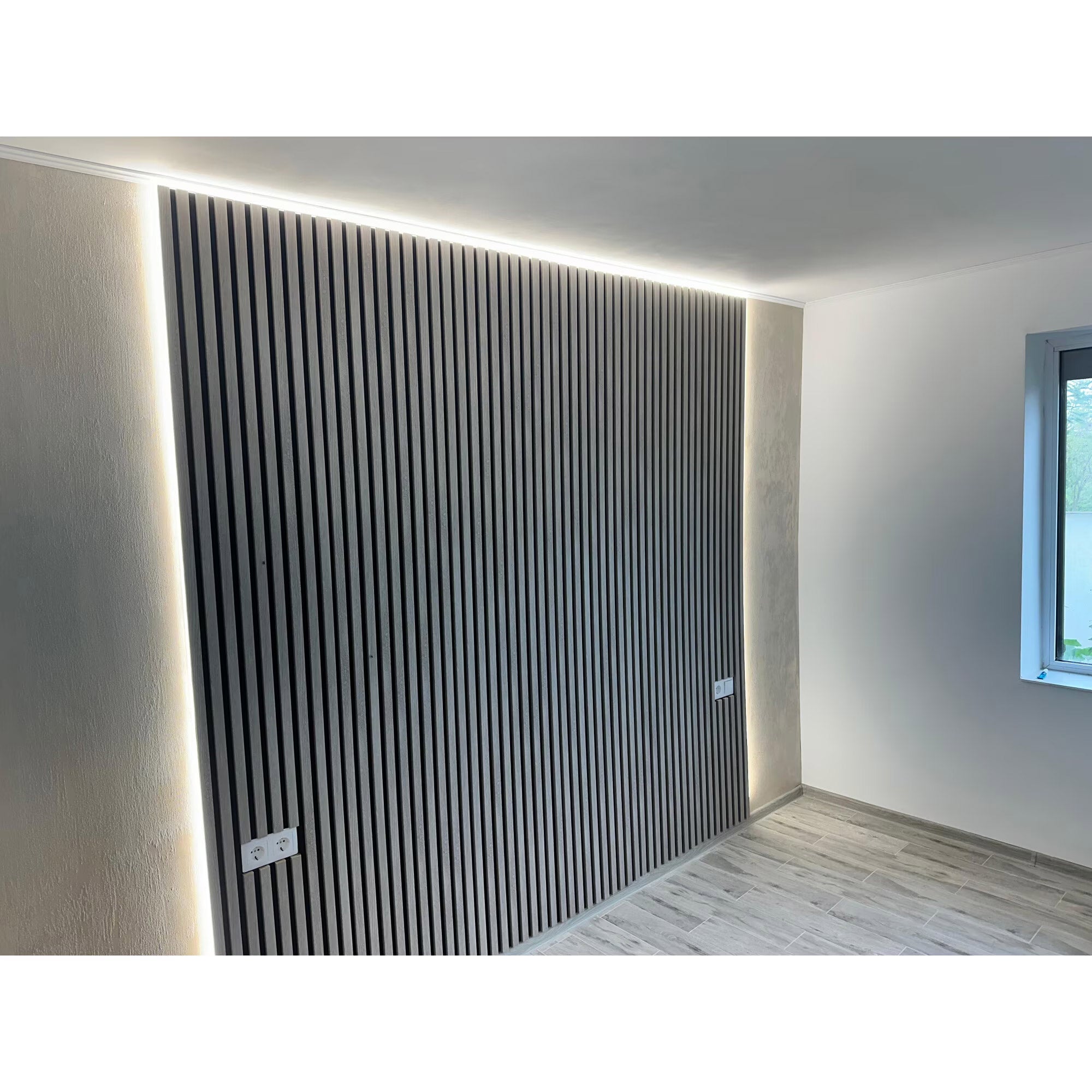 Riflaj MDF decorativ LDA PREMIUM de tip Panou Acustic, Stejar Grafit, 260x40 cm