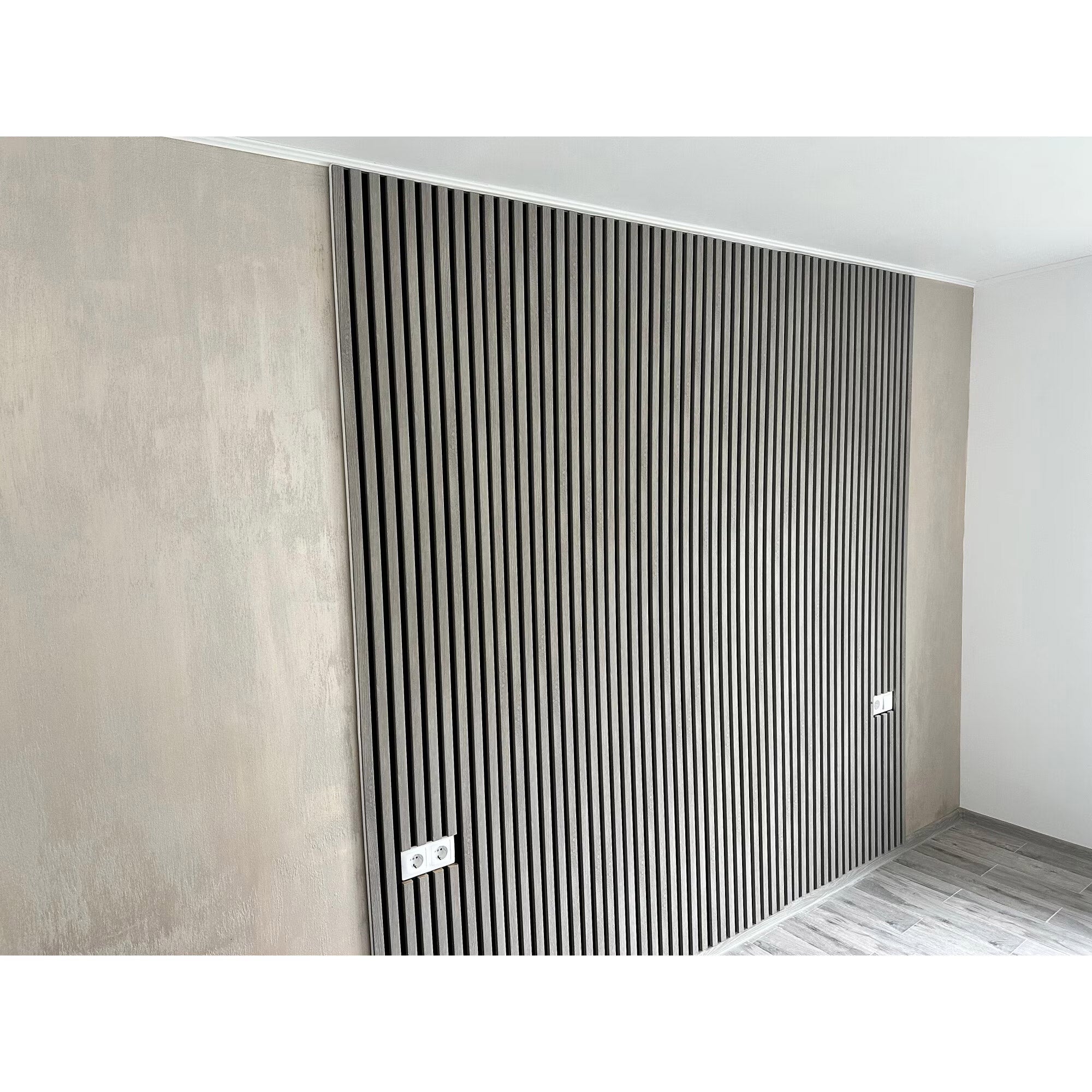 Riflaj MDF decorativ LDA PREMIUM de tip Panou Acustic, Stejar Grafit, 260x40 cm