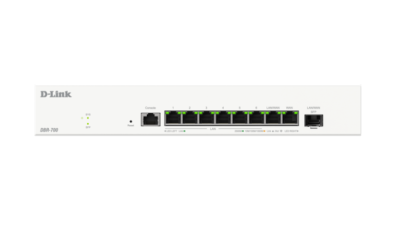 ROUTER D-Link wired 2.5 Gigabit, 1 x 2.5G WAN, 1 x 2.5G WAN/LAN, 6 x 2.5G LAN, 1 x 1G/2.5G SFP, tehnologie VPN "DBR-700"