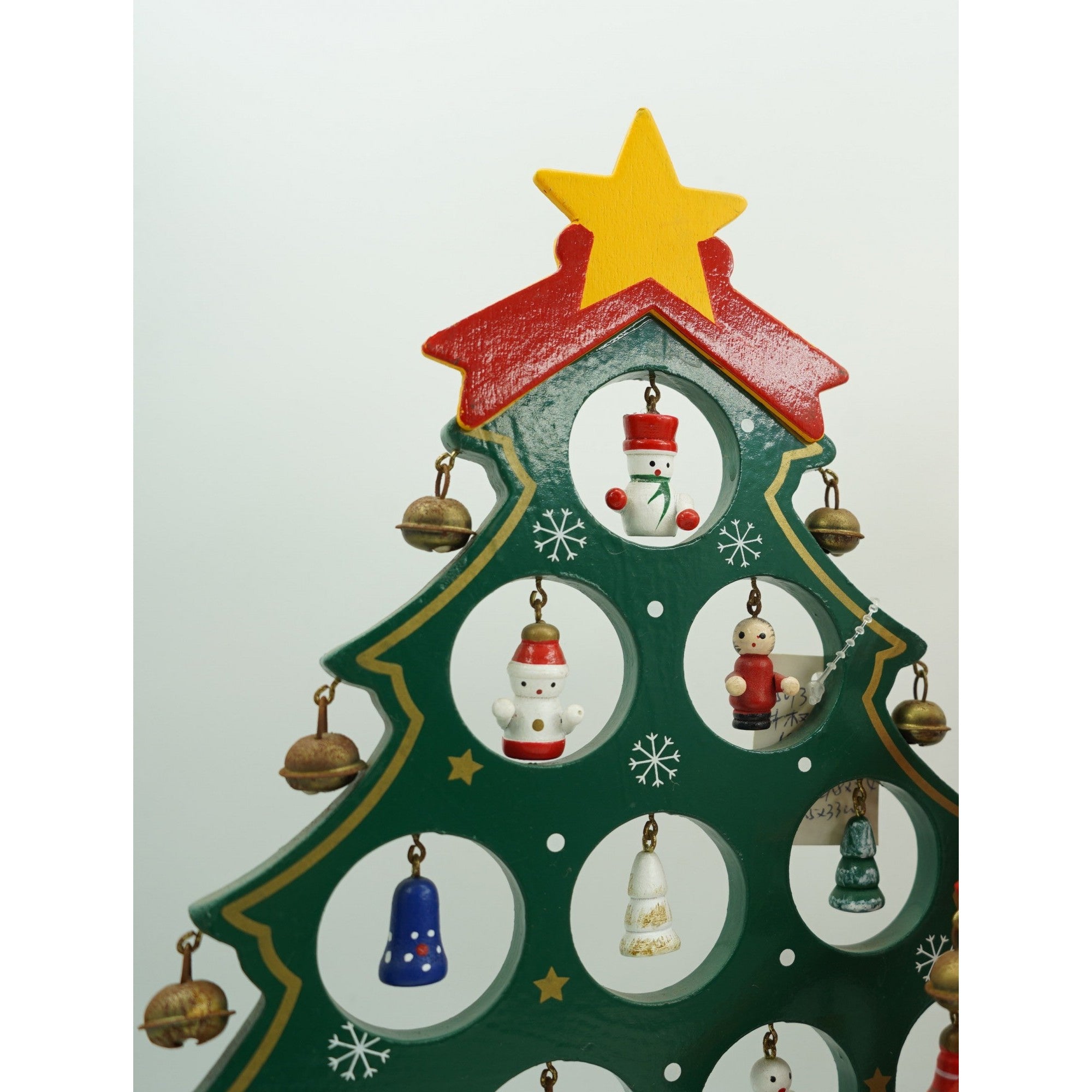 Decoratiune Craciun, Brad, Verde, 15 cavitati cu ornamente, 25.5 cm x 33 cm, Lemn
