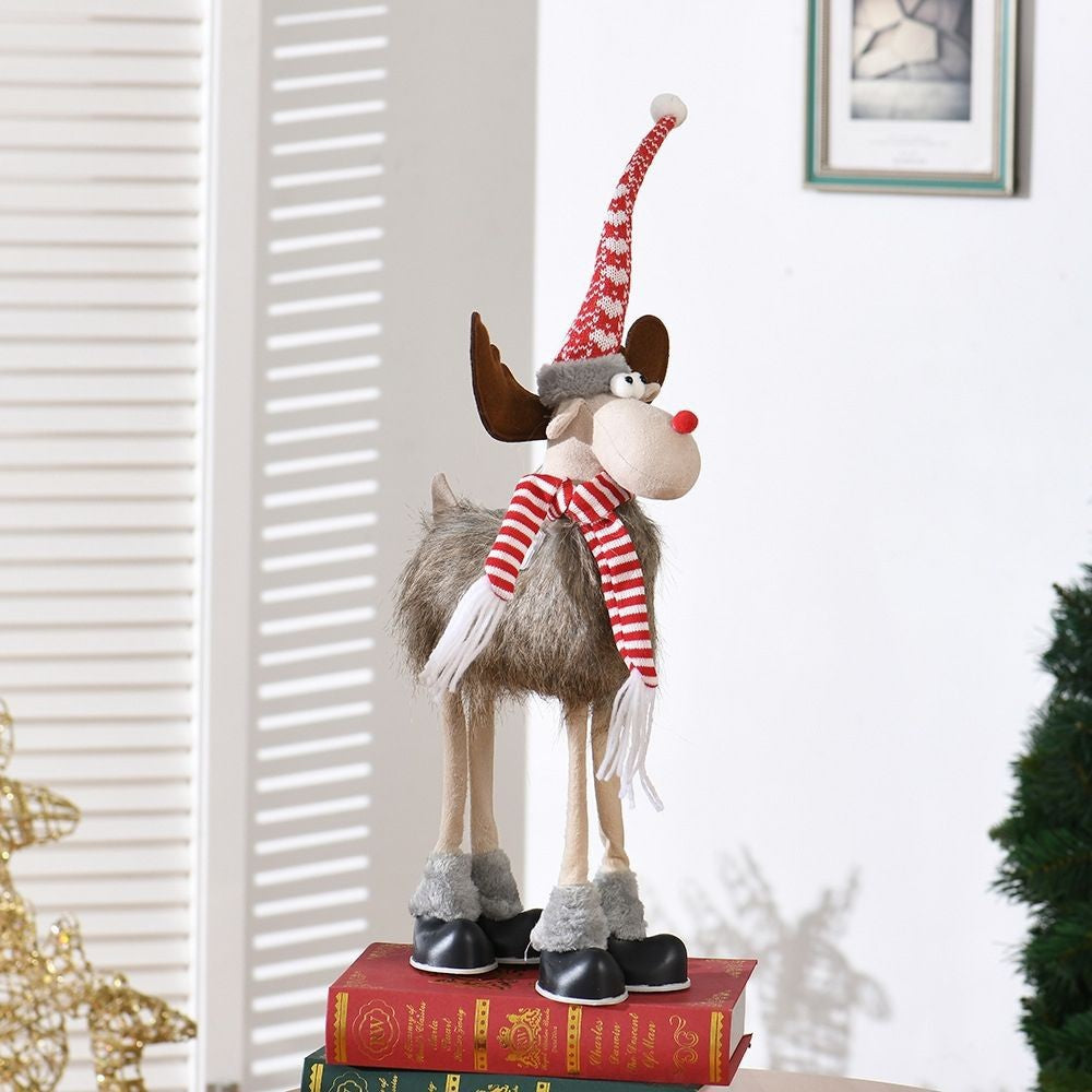 Figurina de Craciun, Ren 3D, din Panza si Polistiren, 70 cm Inaltime, Multicolor