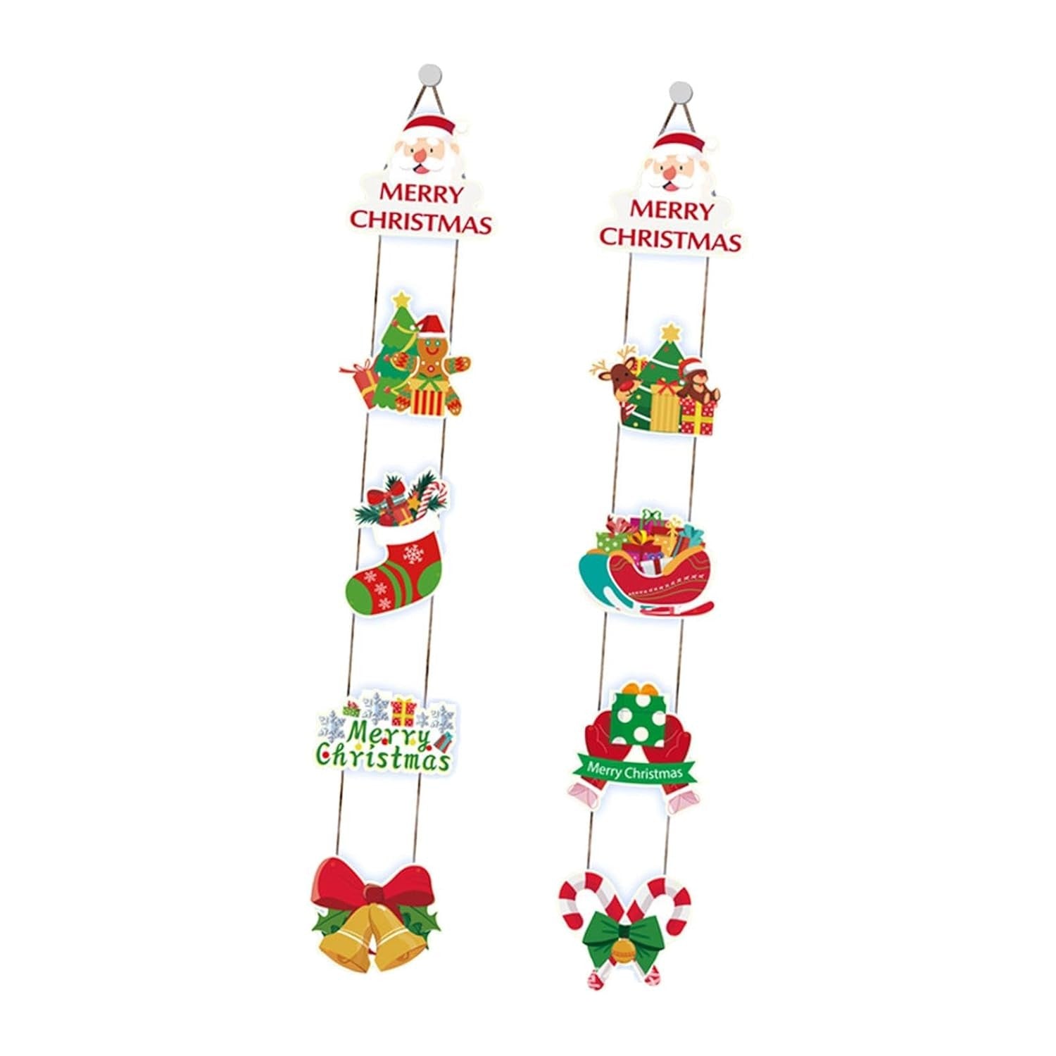 Set 2 Decoratiuni de Craciun, de Agatat, pentru Usa, Sfoara Inclusa, 21 cm/28 cm, din Hartie 350g, Multicolor