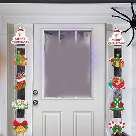Set 2 Decoratiuni de Craciun, de Agatat, pentru Usa, Sfoara Inclusa, 21 cm/28 cm, din Hartie 350g, Multicolor
