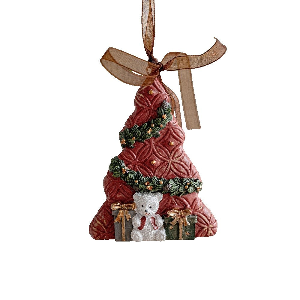 Decoratiune de Craciun, pentru Brad, Model Bradut, 8.5 x 6.5 cm, din Rasina, Multicolor