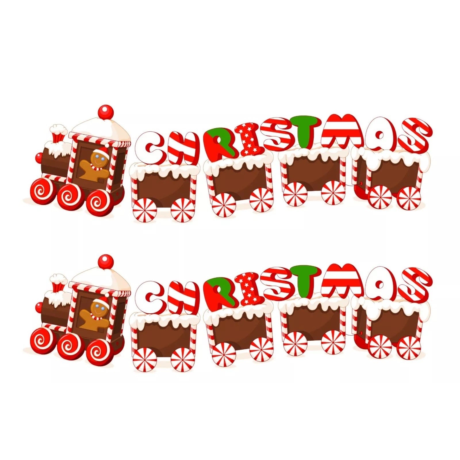 Decoratiune de Craciun, pentru Gradina, Tip Trenulet, 5 Figurine + Bete de Infipt in Pamant, din Plastic, Impermeabil, Model Tren Christmas, Multicolor