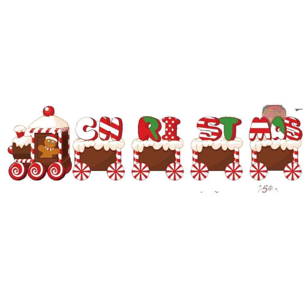 Decoratiune de Craciun, pentru Gradina, Tip Trenulet, 5 Figurine + Bete de Infipt in Pamant, din Plastic, Impermeabil, Model Tren Christmas, Multicolor