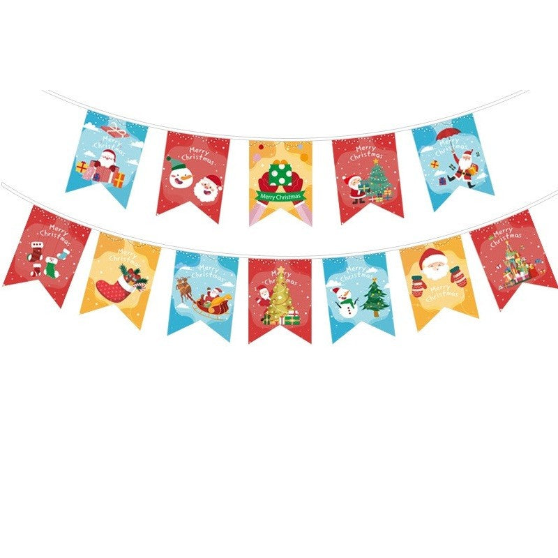 Decoratiune de Craciun, Tip Banner, 12 Piese, pentru Usa sau Perete, Multicolor, Sfoara Inclusa, Model B
