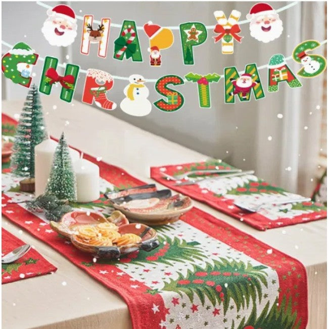 Decoratiune de Craciun, Tip Banner, 16 Piese, pentru Usa sau Perete, Multicolor, Sfoara Inclusa, Model C