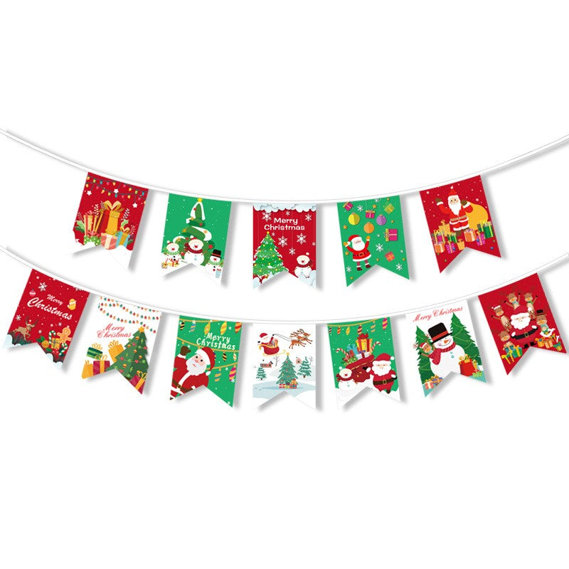Decoratiune de Craciun, Tip Banner, 12 Piese, pentru Usa sau Perete, Multicolor, Sfoara Inclusa, Model A