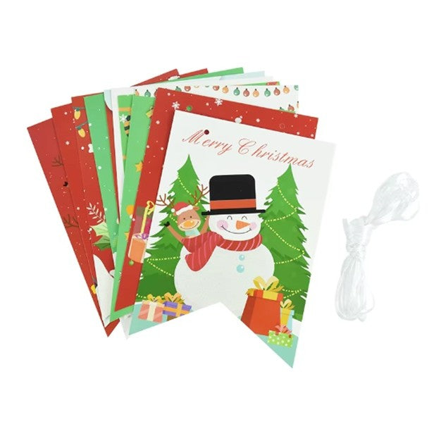 Decoratiune de Craciun, Tip Banner, 12 Piese, pentru Usa sau Perete, Multicolor, Sfoara Inclusa, Model A