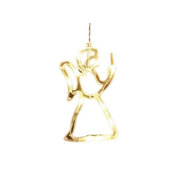 Decoratiune de Craciun Luminoasa in forma de Ingeras 21x12 cm, cu Ventuza, Alb Cald