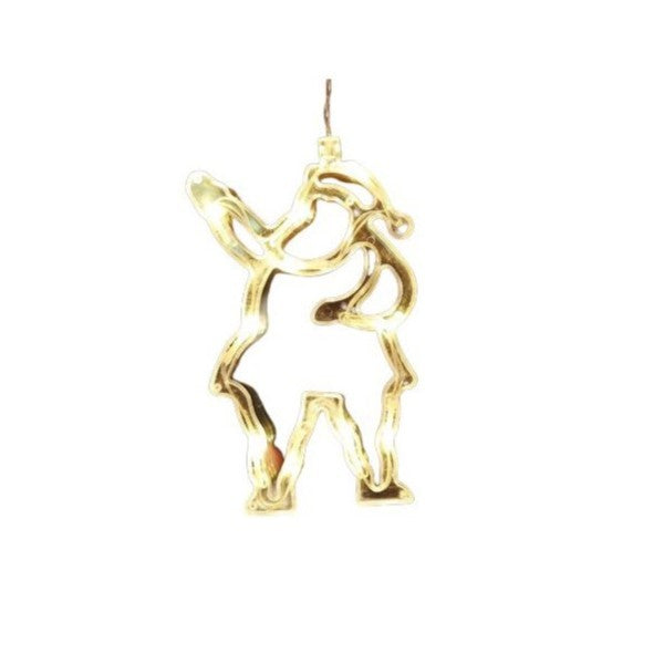 Decoratiune de Craciun Luminoasa in forma de Mos Craciun, 21x13 cm, cu Ventuza, Alb Cald