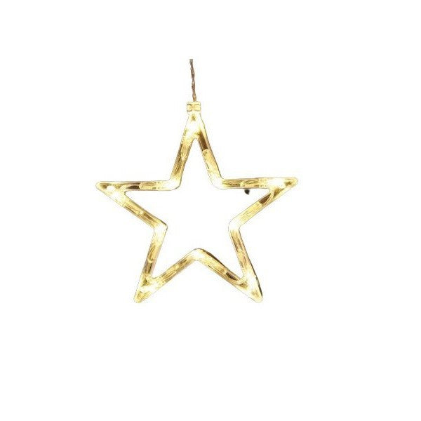 Decoratiune de Craciun Luminoasa in forma de Stea 19x18 cm, cu Ventuza, Alb Cald