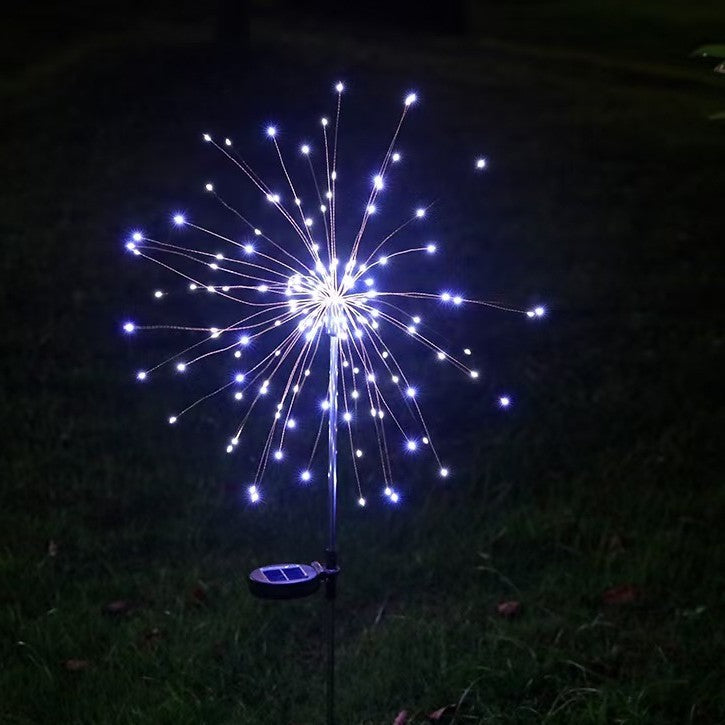 Lampa Solara, Decor Gradina, Model Fireworks/Artificii, din Sarma de Cupru, 120 LED-uri, 55W, 90 cm, Alb Rece