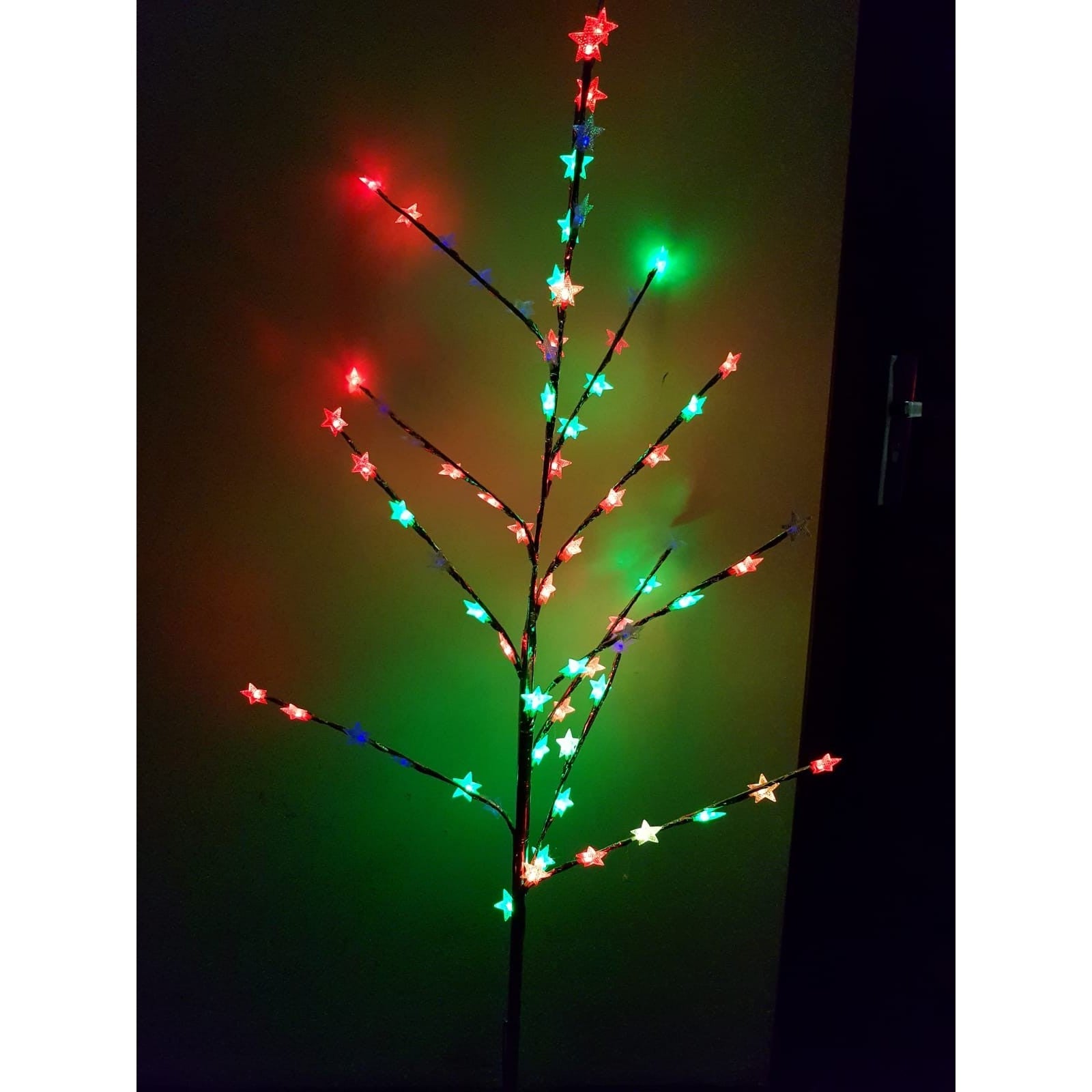 Decoratiune Luminoasa Crenguta cu Baterii 72 LED -uri Stelute Multicolor