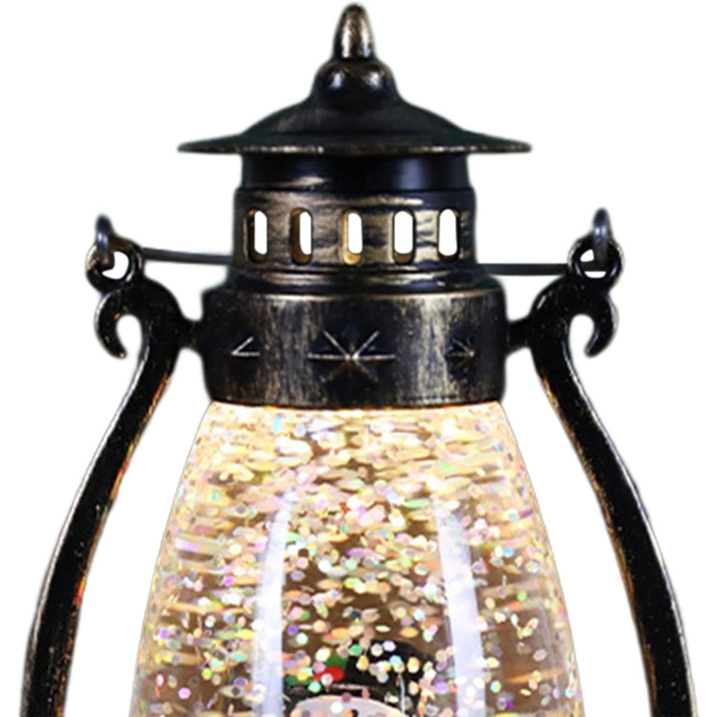 Decoratiune Luminoasa, Flippy, Felinar de Craciun, cu Lumina LED, Ornament Model Lampa cu Ulei Om de Zapada, cu Maner, 14x7x6 cm, Negru, Resigilat
