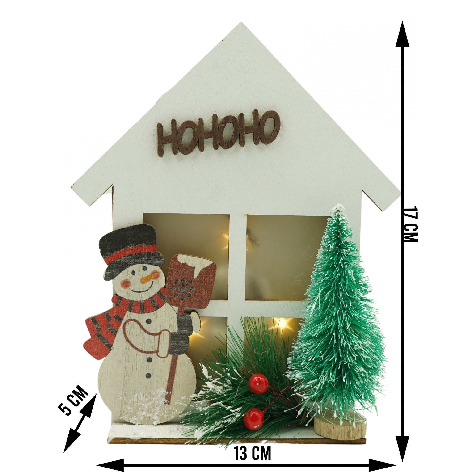 Decoratiune luminoasa, Flippy,  Om de zapada, alb, lungime: 13 cm, latime: 5 cm, inaltime: 17 cm, lemn, interior/exterior