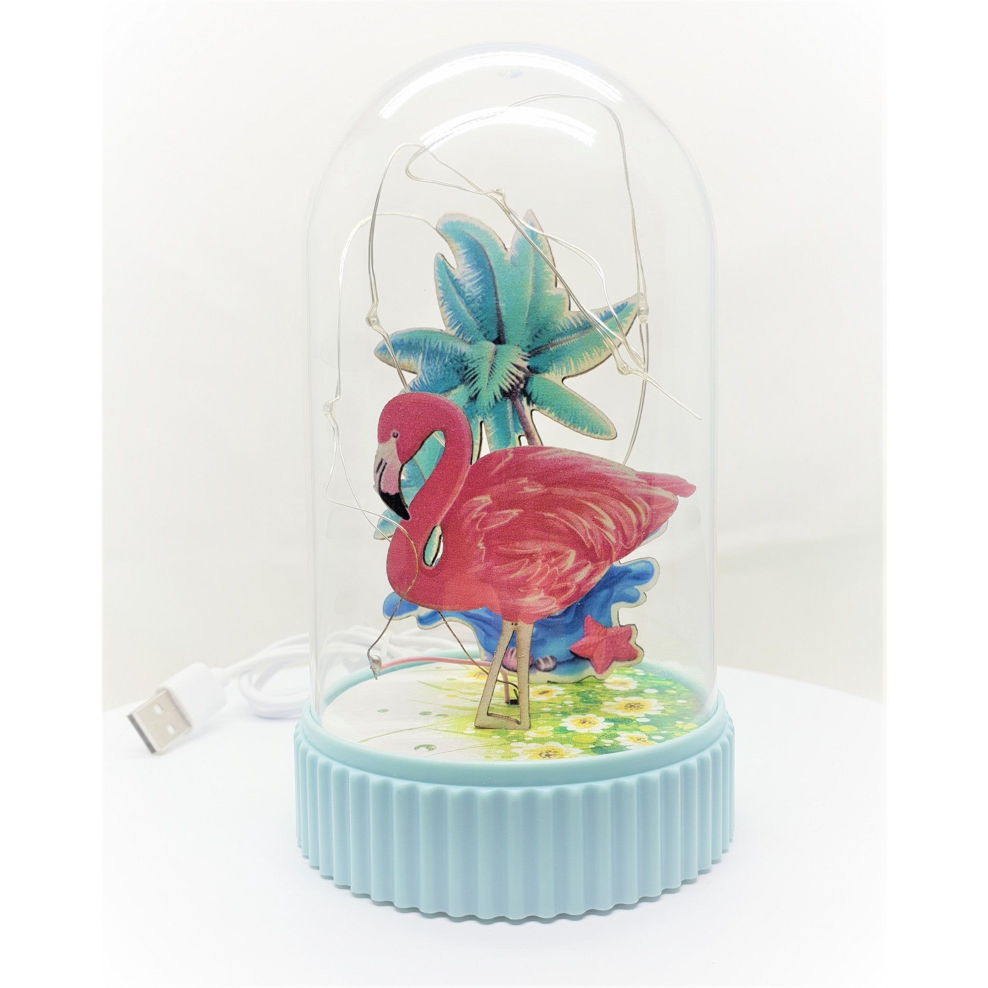 Decoratiune Luminoasa Glob cu USB Model Flamingo 14.5 cm Multicolor