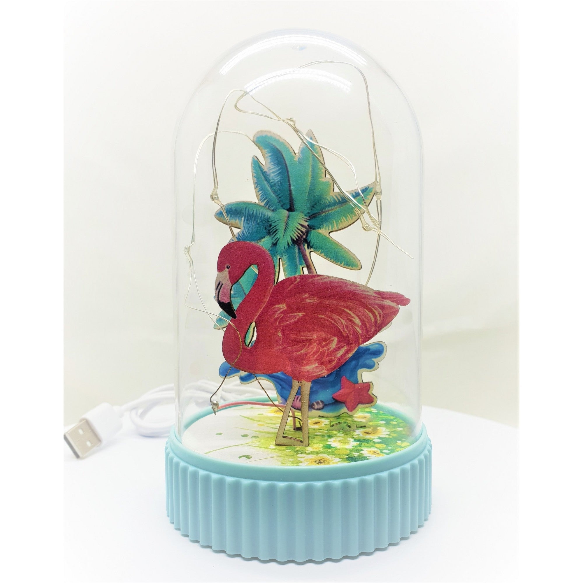 Decoratiune Luminoasa Glob cu USB Model Flamingo 14.5 cm Multicolor