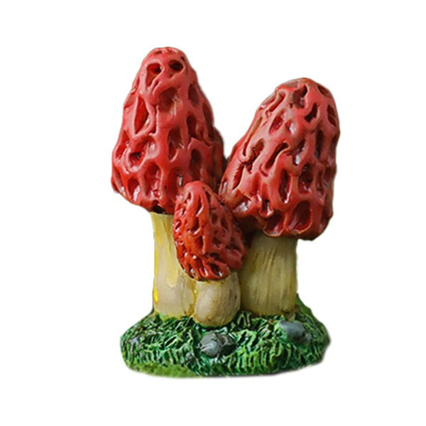 Decoratiune Ornament pentru Ghiveci, Decoratiune pentru Gradina, Model 3 Ciuperci Rosii cu Tulpina Galbena, 3.2 x 4.5 cm, Rosu