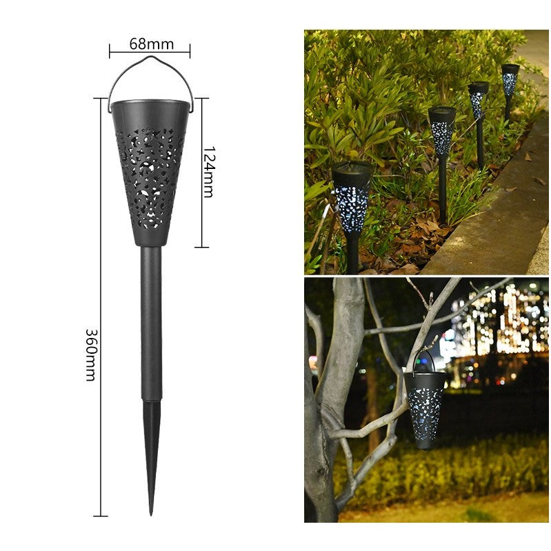Set 12 Lampi Solare Led pentru Gradina, Tip Torta, 36 x 6.8 cm, Buton On-Off, Lumina Alb Rece, Negru