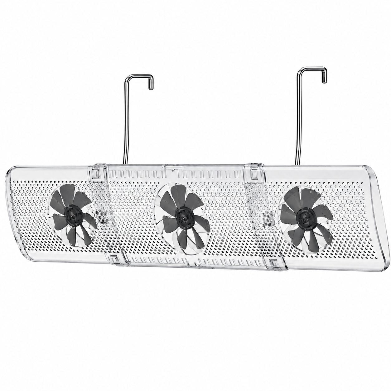 Deflector Aer Conditionat Split, Deflector Extensibil 3 in 1, Telescopic 52 - 86 x 16 cm, Model cu Ventilatoare Integrate, Transparent/Gri inchis