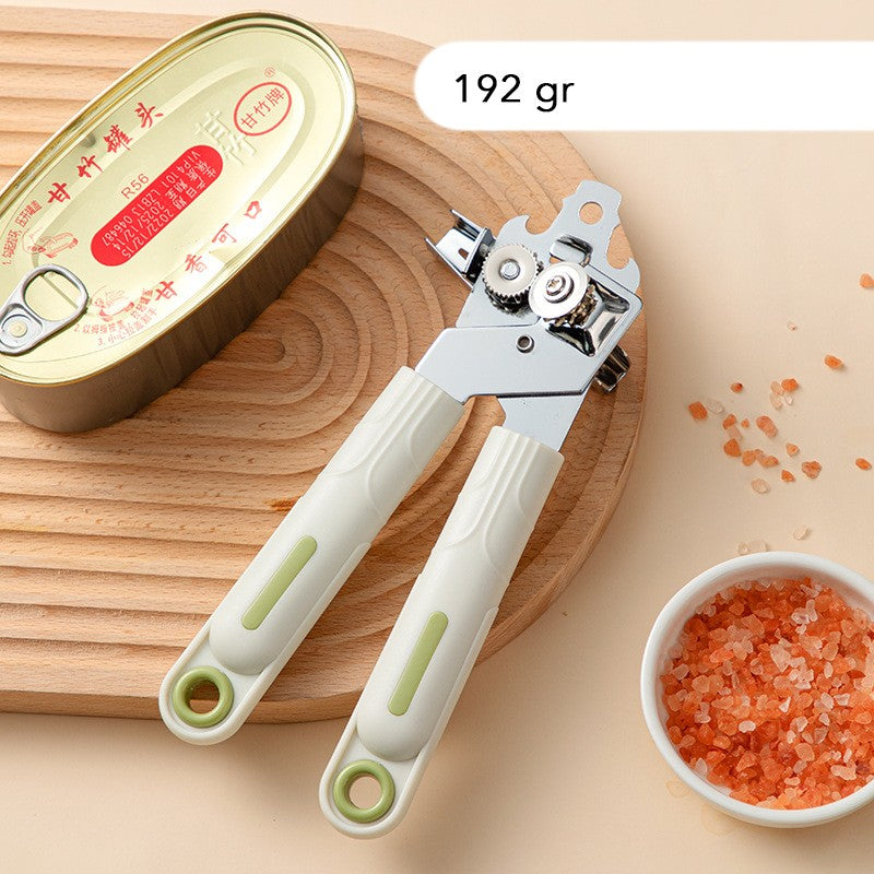 Desfacator de Conserve 3 in 1, Instrument pentru Deschis Conserve, Sticle, Otel inoxidabil, Simplu de Utilizat, Maner Anti alunecare, 21.5 x 4.7 cm Alb